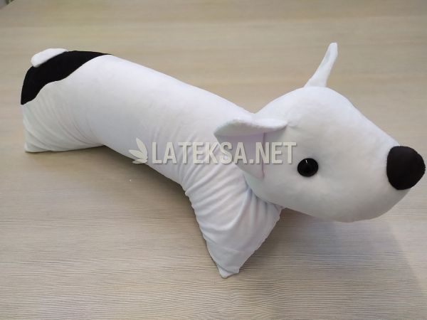 Подушка-игрушка Белая Собака, размер 60x40x5,5 см